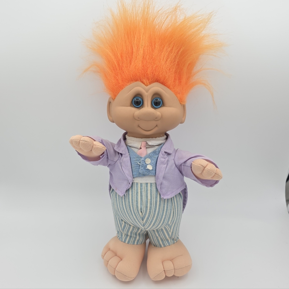 Ganz Kyklos 12" Soft Body Troll Doll Orange Hair Blue Eyes Vintage 1992